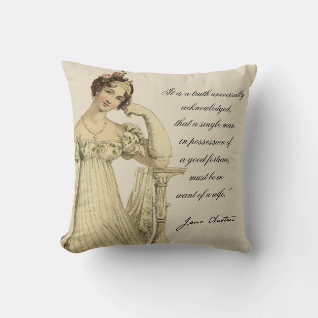 “Miss Bennet” Jane Austen quote and transcript, Cushion (Front)