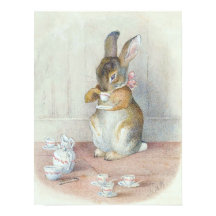 Miss Bunny Drinking Tea Nursery Wall