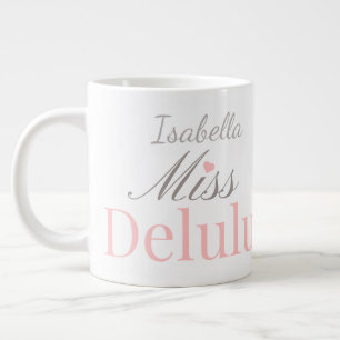 Miss Delulu, Funny Pink Aesthetic Gift for Her Large Coffee Mug