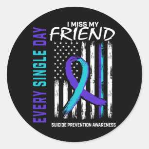 Miss Friend Awareness Prevention Aamerican Flag Classic Round Sticker