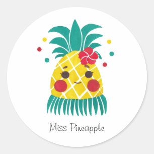 Miss Hawaiian Pineapple Classic Round Sticker
