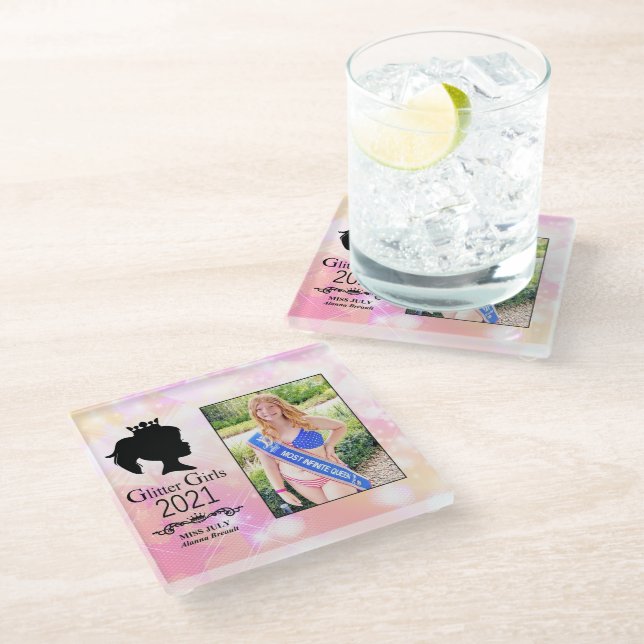 Miss July 2021 Glass Coaster (Angled)