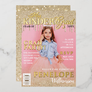 Miss Kinder Grad Gold Glitter Drip Magazine Cover