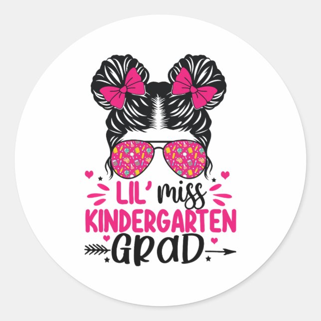 Miss Kindergarten Grad Graduation Graduated Girls  Classic Round Sticker (Front)