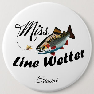 Miss Line Wetter Rainbow Trout 6 Cm Round Badge