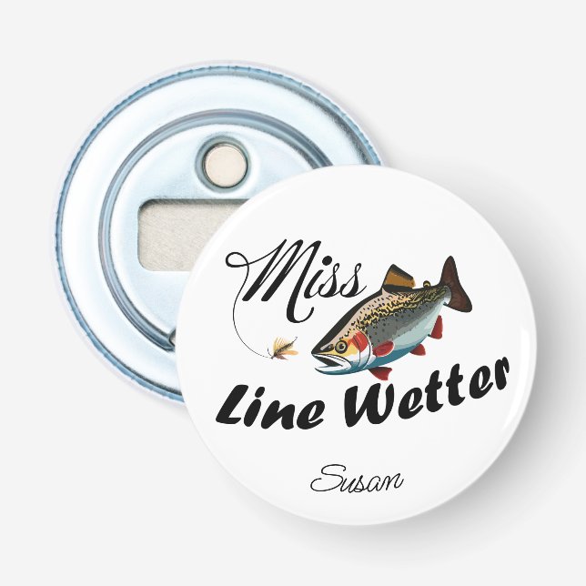 Miss Line Wetter Rainbow Trout  Bottle Opener (Front)