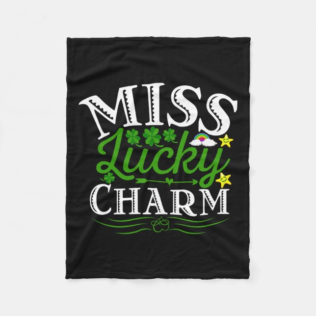 Miss Lucky Charm Fleece Blanket (Front)