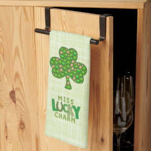 Miss Lucky Charm Shamrock St. Patrick's Day Tea Towel
