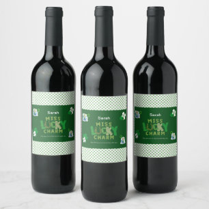 Miss Lucky Charm St. Patrick's Day Card Wine Label