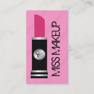 Miss Makeup Pink -Pink Stipes Business Card