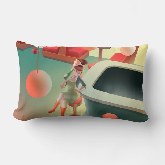 Miss Meow – Late Night Bar Series Lumbar Cushion (Front)