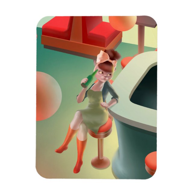 Miss Meow – Late Night Bar Series Magnet (Vertical)