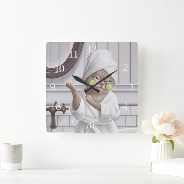 Miss Meow - Recharge Mode: The Art of Doing Nothin Square Wall Clock (Home)