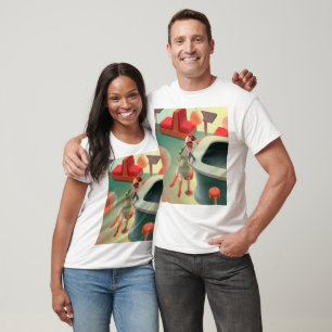 Miss Meow: Retro Late Night Bar & Cocktail Art T-Shirt