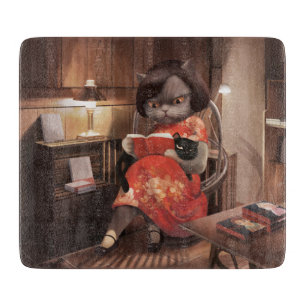 Miss Meow – Vintage Cat Reading Time Cutting Board