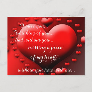 Miss Missing Sad Lonely Heart Broken Postcard