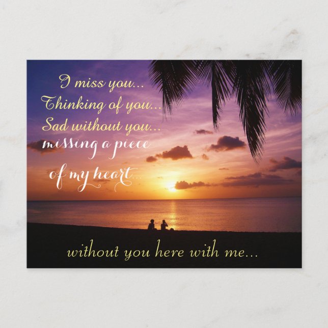 Miss Missing Sad Lonely Heart Broken Postcard (Front)