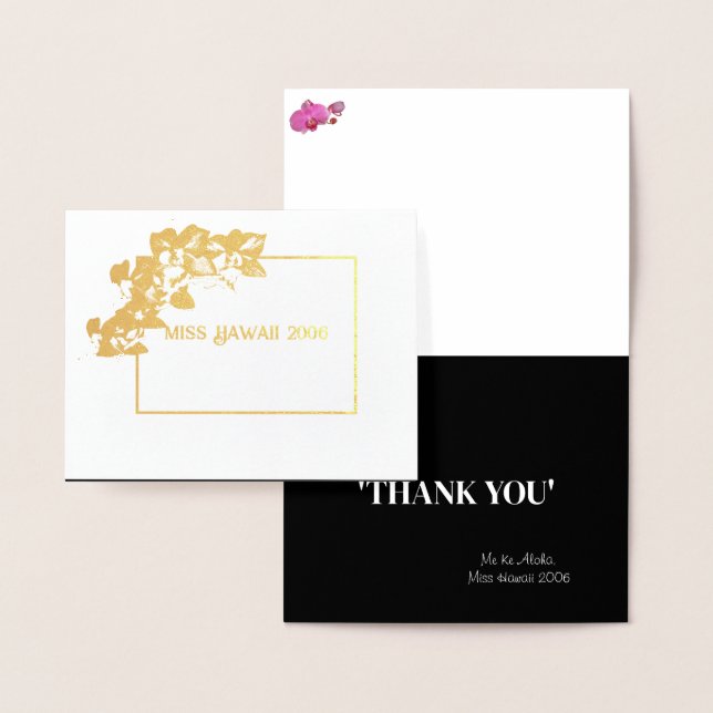 Miss Mrs. Pageant Orchid Foil Custom Thank You  Foil Card (Display)