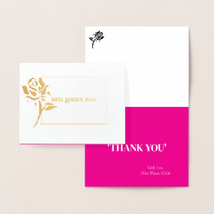 Miss Mrs. Pageant Rose Foil Custom Thank You  Card