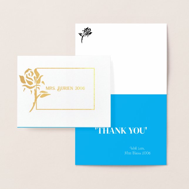 Miss Mrs. Pageant Rose Foil Custom Thank You  Foil Card (Display)