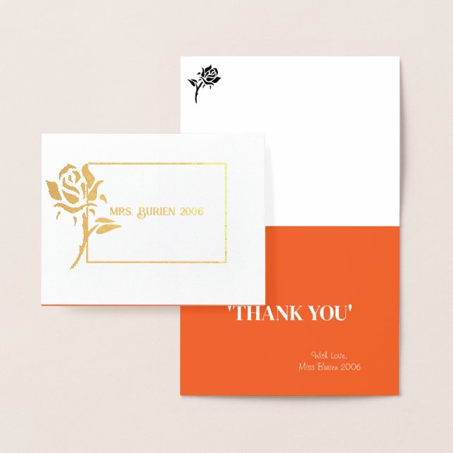Miss Mrs. Pageant Rose Foil Custom Thank You  Foil Card (Display)