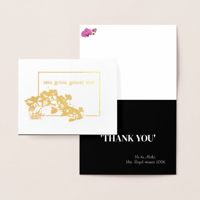 Miss Mrs. Royal USA Crown Orchid Foil Thank You Foil Card (Display)