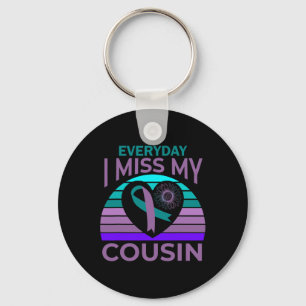 Miss My Cousin Heart Sunflower Suicide Awareness G Key Ring