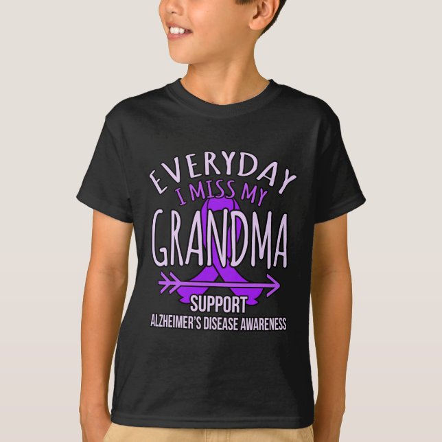 Miss My Grandma Alzheimer's Disease Awareness Ribb T-Shirt (Front)