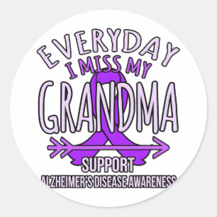 Miss My Grandma Heimerheimer's Disease Awareness R Classic Round Sticker