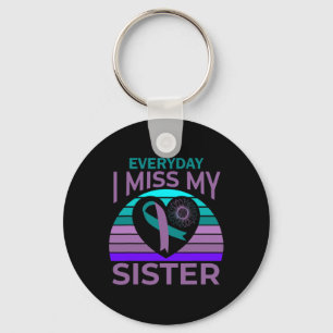 Miss My Sister Heart Ribbon Suicide Awareness Brot Key Ring