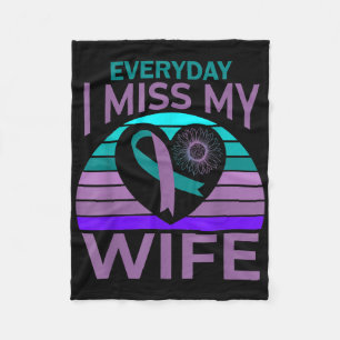 Miss My Wife Heart Sunflower Suicide Awareness Hus Fleece Blanket