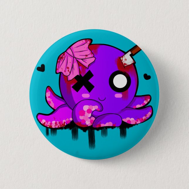 Miss Octopus 6 Cm Round Badge (Front)