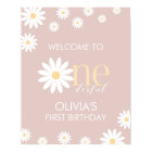 Miss Onederful 1st Birthday Daisy Welcome Sign