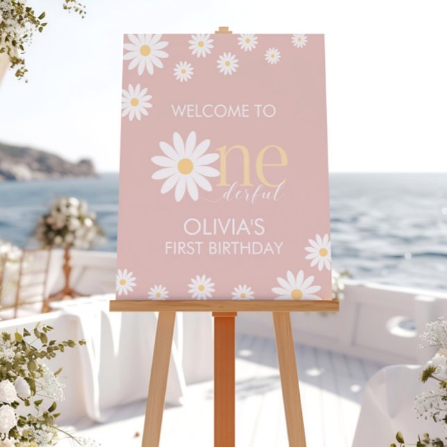 Miss Onederful 1st Birthday Daisy Welcome Sign (Creator Uploaded)