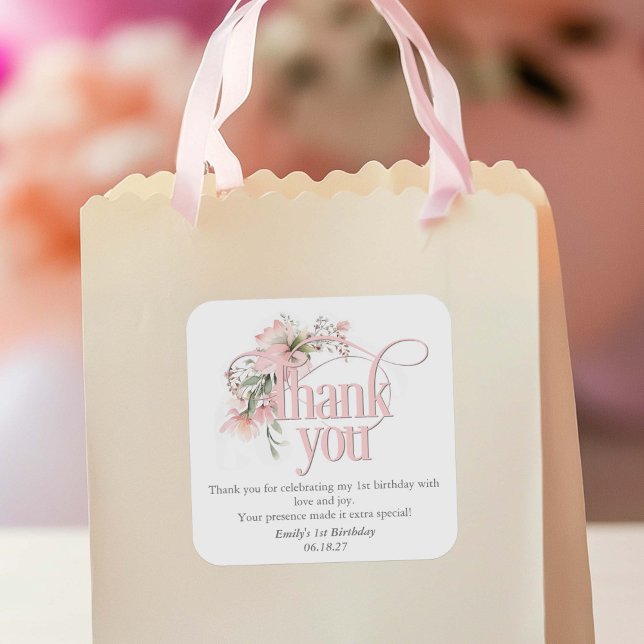 Miss Onederful 1st Birthday goodie bag thank you Square Sticker (Creator Uploaded)
