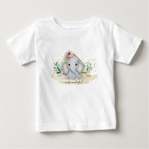 Miss Onederful Baby Elephant Illustration - Baby T-Shirt