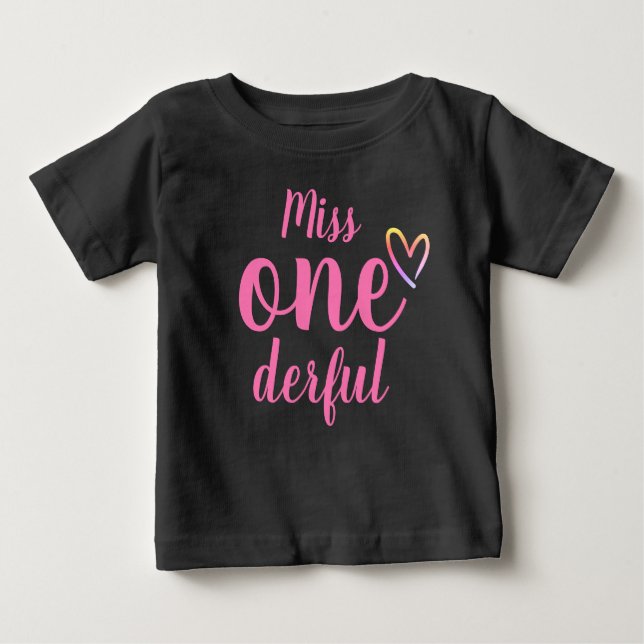 Miss Onederful Baby Girls First Birthday Shirt (Front)