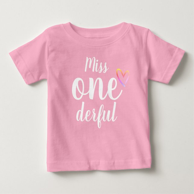 Miss Onederful Baby Girls First Birthday Shirt (Front)