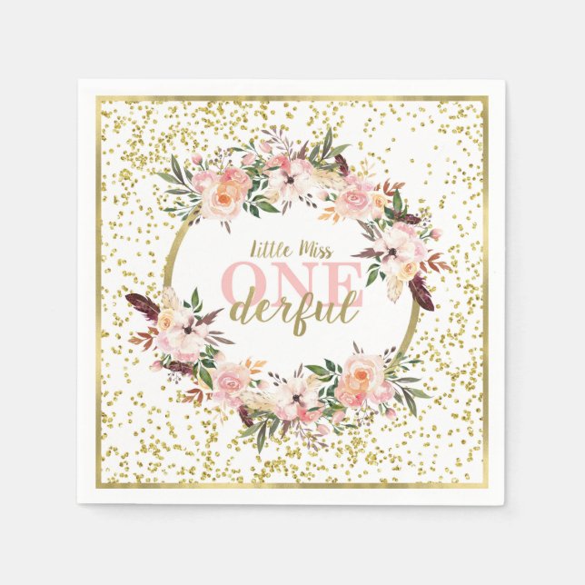 Miss ONEderful Birthday Napkin (Front)