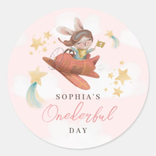 Miss Onederful Starry 1st Birthday Classic Round Sticker