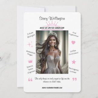 Miss Pageant Autograph Card Meet & Greet Fan Card