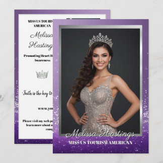 Miss Pageant Autograph Card Purple Glitter Style