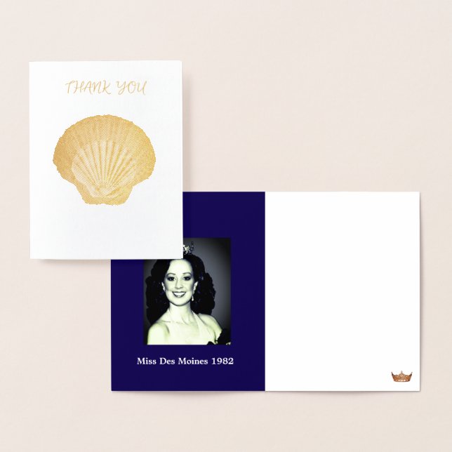 Miss Pageant Custom Photo Seashell Thank You Foil Card (Display)