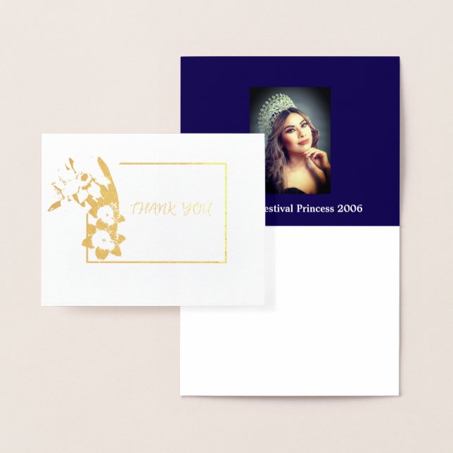 Miss Pageant Photo Daffodil Thank You Foil Card (Display)