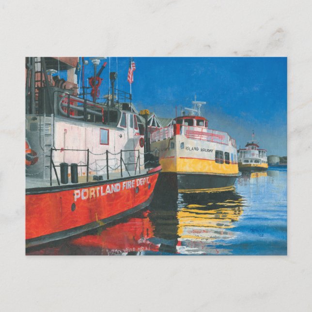Miss Portland Fireboat and Casco Bay Ferries Postcard (Front)