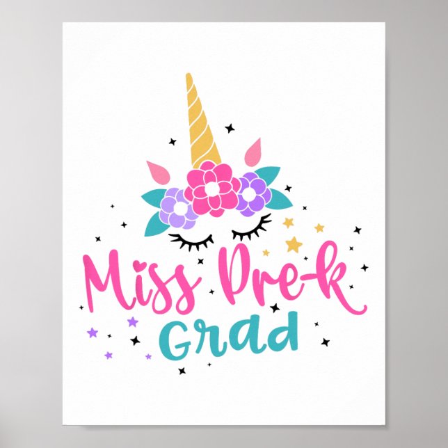 Miss Pre-k Grad Preschool Graduation Girls Kids  Poster (Front)