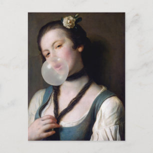 Miss Sassy blowing bubble gum Postcard