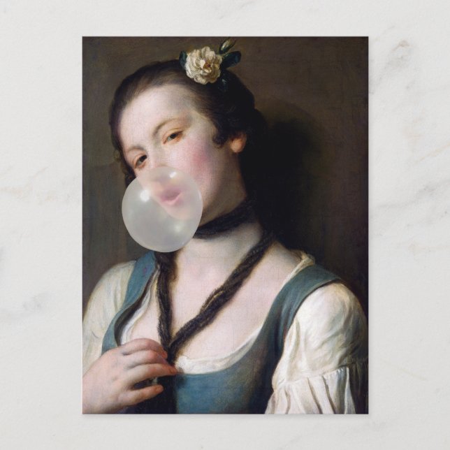 Miss Sassy blowing bubble gum Postcard (Front)