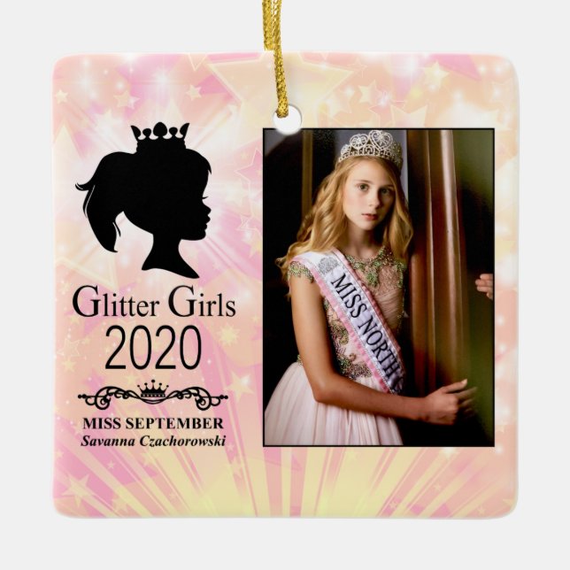 Miss September 2020 Christmas Tree Ceramic Ornament (Front)