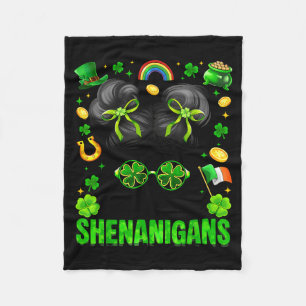 Miss shenanigans messy bun shamrock st patrick day fleece blanket
